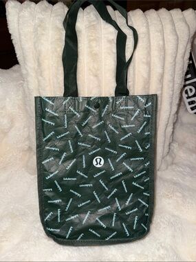 lululemon athletica Dark Green Logo Print Tote